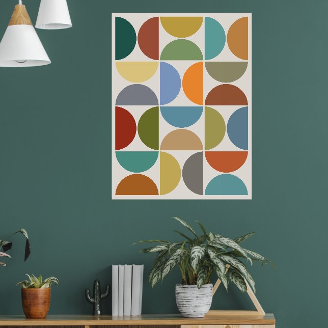 MCM Semicircles Colour on Cream Poster (Living Room 1)