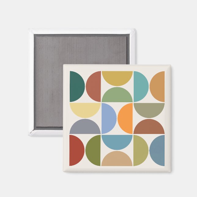MCM Semicircles Colour on Cream Square Magnet (Front/Back)