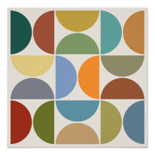 MCM Semicircles Colour on Cream Square Poster