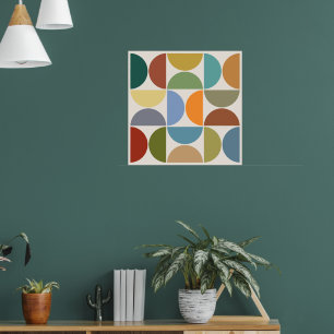 MCM Semicircles Colour on Cream Square Poster