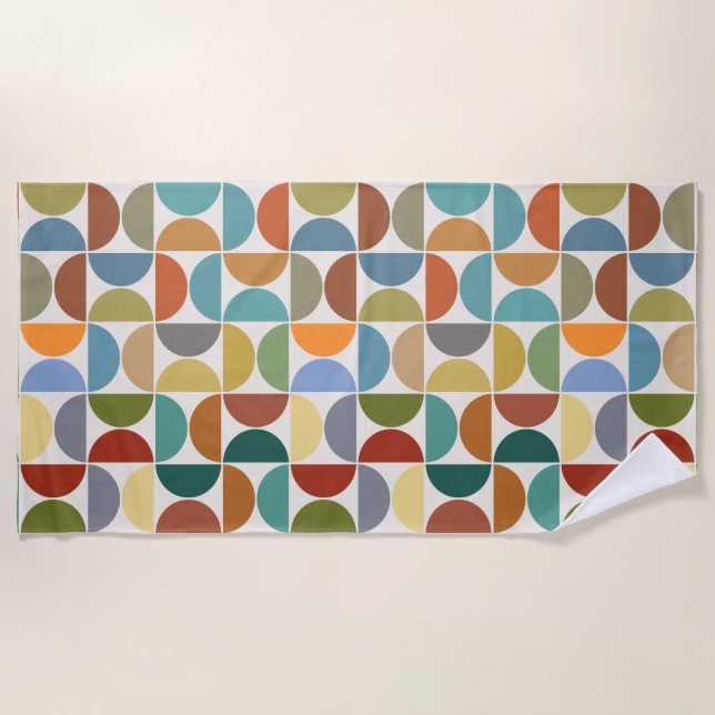 MCM Semicircles Pattern Colour on Cream Beach Towel (Front)