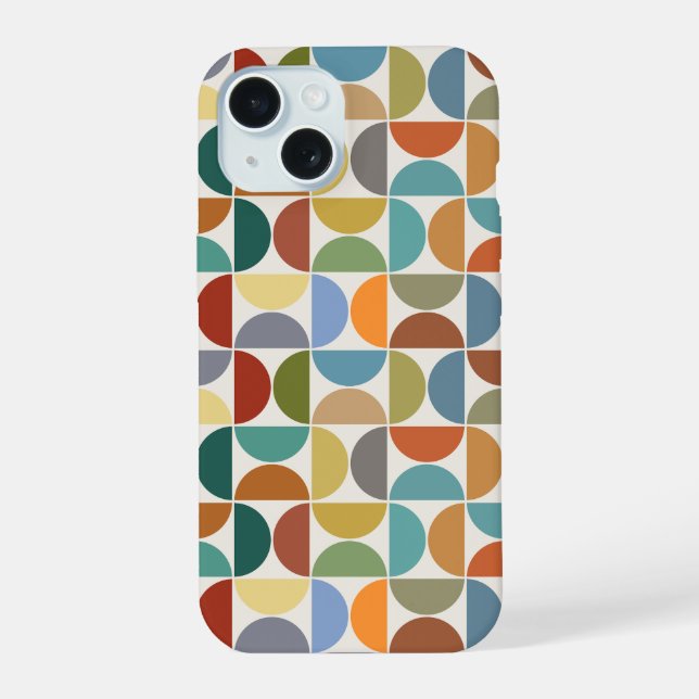 MCM Semicircles Pattern Colour on Cream iPhone 15 Case (Back)