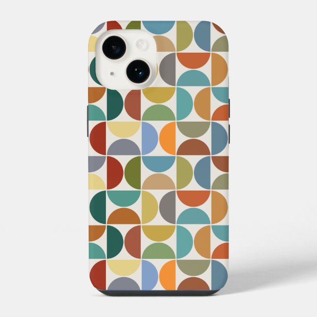 MCM Semicircles Pattern Colour on Cream iPhone Case (Back)