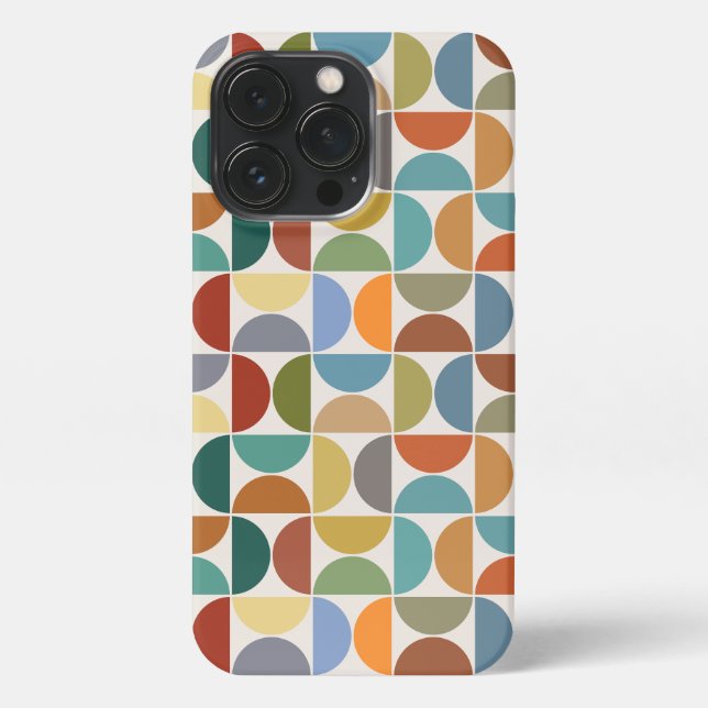 MCM Semicircles Pattern Colour on Cream iPhone Case (Back)
