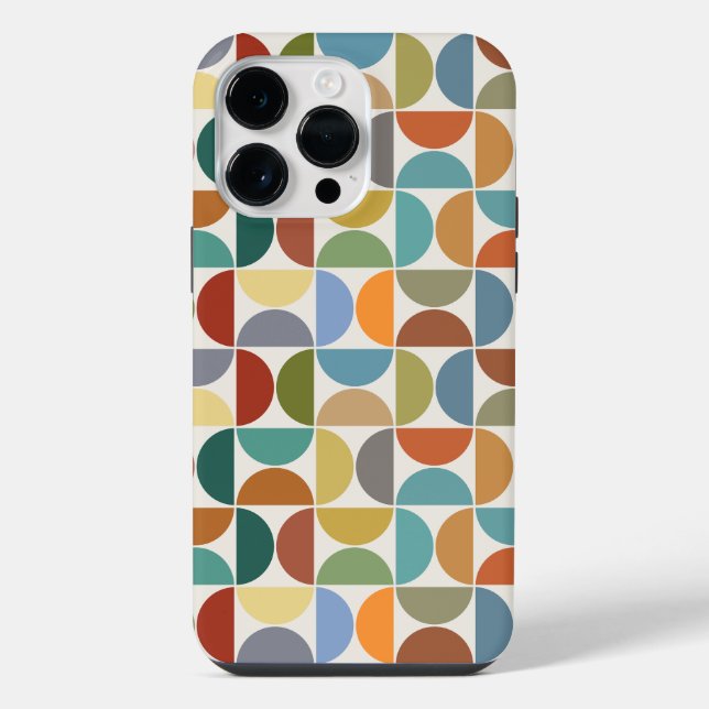 MCM Semicircles Pattern Colour on Cream iPhone Case (Back)