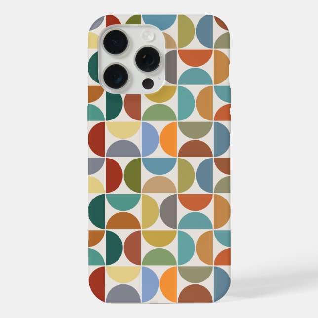 MCM Semicircles Pattern Colour on Cream iPhone Case (Back)