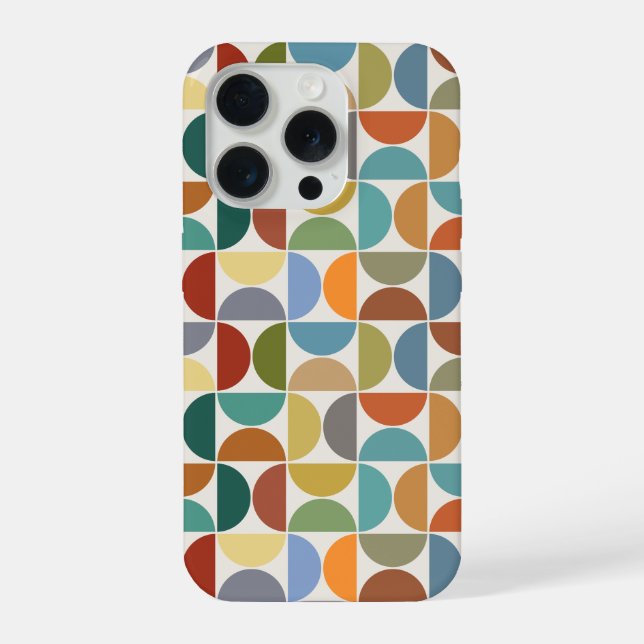 MCM Semicircles Pattern Colour on Cream iPhone Case (Back)