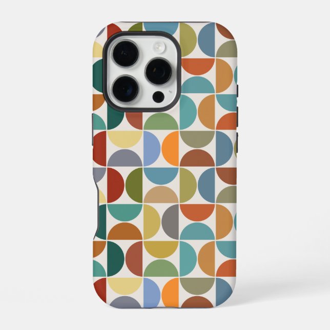 MCM Semicircles Pattern Colour on Cream iPhone Case (Back)