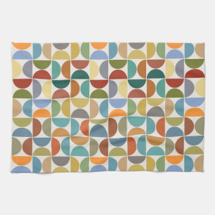 MCM Semicircles Pattern Colour on Cream Kitchen Towel