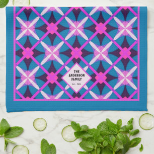 MCM Vibrant Retro Diamond Pattern Tea  Kitchen Towel