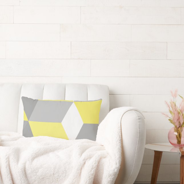 MCM Yellow and Grey Modern Geometric Pattern  Lumbar Pillow (Couch)