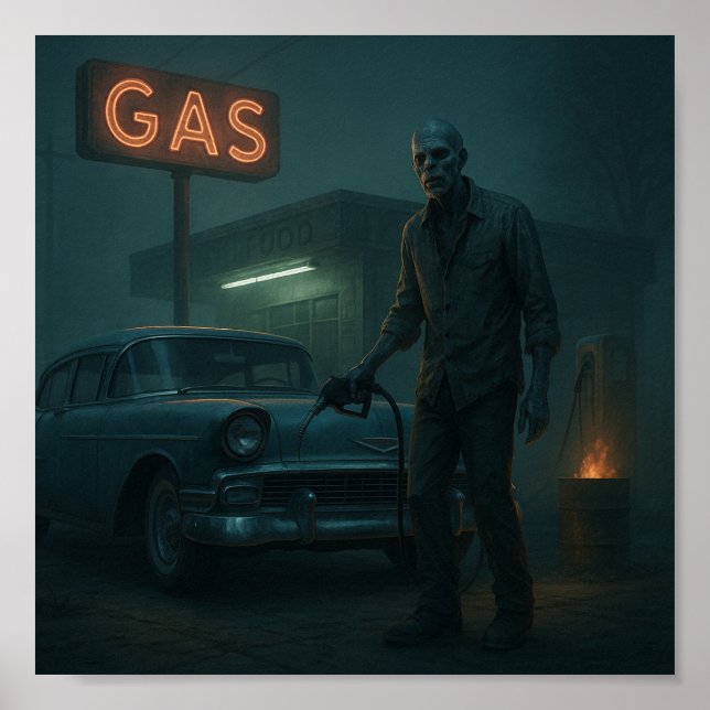 MCM Zombie Gas Station Art Poster (Front)