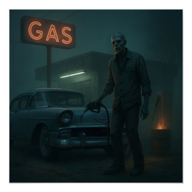 MCM Zombie Gas Station Art Poster (Front)