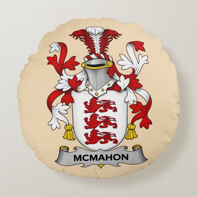 McMahon Family Coat of Arms Round Pillow (Front)