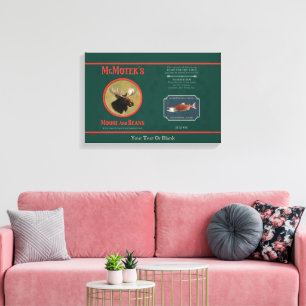 McMotek's Moose And Beans Label Canvas Print