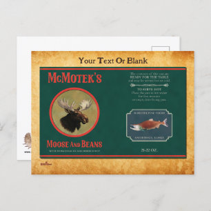 McMotek's Moose And Beans Label Postcard
