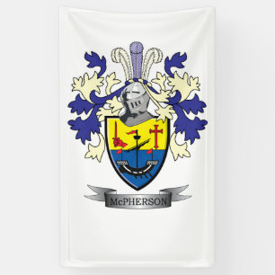 McPherson Family Crest Coat of Arms Banner