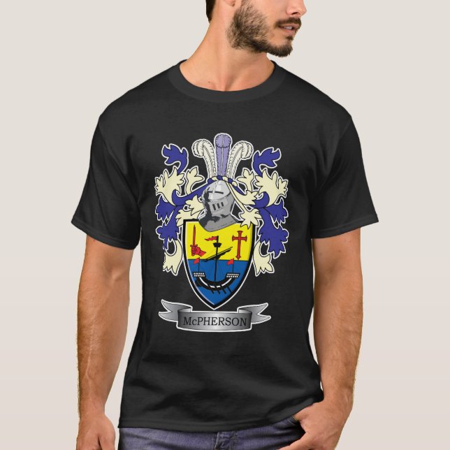 McPherson Family Crest Coat of Arms T-Shirt (Front)