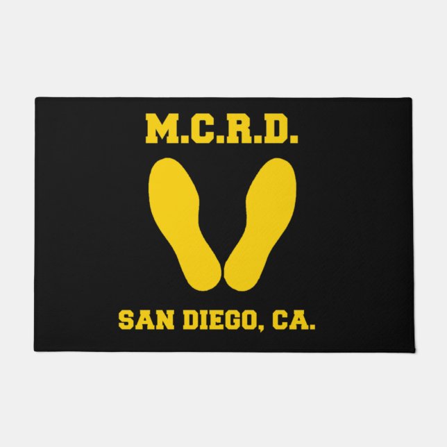 MCRD SAN DIEGO FOOTPRINTS ON BLACK DOORMAT (Front)