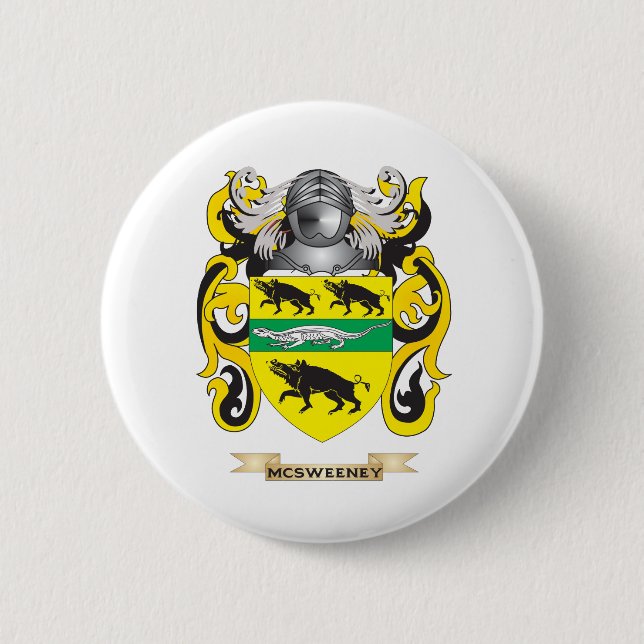 McSweeney Coat of Arms (Family Crest) 2 Inch Round Button (Front)