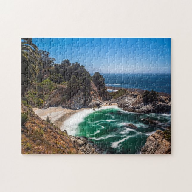 Mcway Falls in Julia Pfeiffer Burns state park Jigsaw Puzzle (Horizontal)
