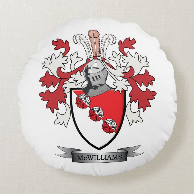 McWilliams Family Crest Coat of Arms Round Pillow (Front)