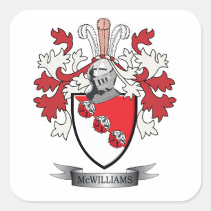 McWilliams Family Crest Coat of Arms Square Sticker