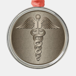 MD Caduceus Metal Ornament