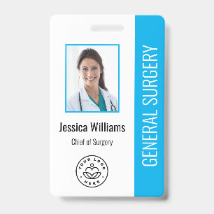 MD Doctor Hospital Medical Employee Photo ID Blue Badge