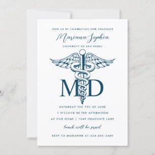 MD Doctor of Medicine Graduation Custom Colour Invitation