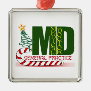 MD GENERAL PRACTICE PHYSICIAN CHRISTMAS MERRY METAL ORNAMENT