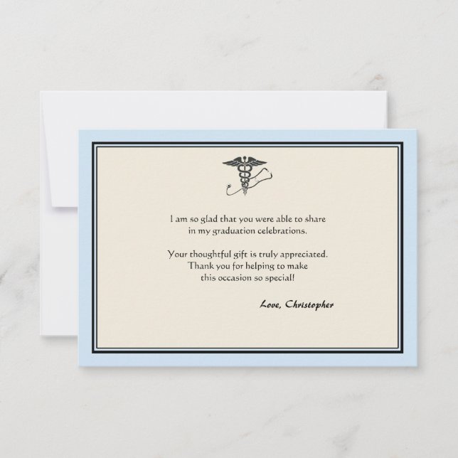 MD Graduation Blue Thank You Note (Front)