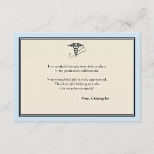 MD Graduation Blue Thank You Note Card