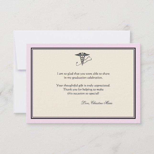 MD Graduation Merci rose Carte pour notes (Devant)