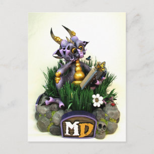 MD Purple Reading Dragon Postcard