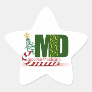 MD SPORTS MEDICINE CHRISTMAS MEDICAL DOCTOR STAR STICKER
