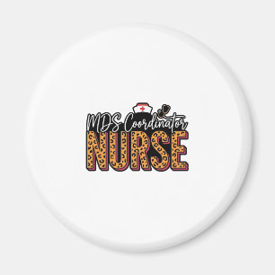 MDS Coordinator Nurse Vintage Leopard Shirt Design Magnet
