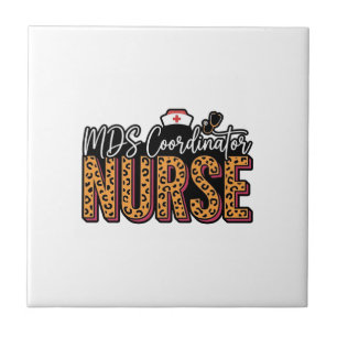 MDS Coordinator Nurse Vintage Leopard Shirt Design Tile