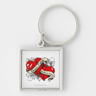 MDS Hope Faith Dual Hearts Keychain