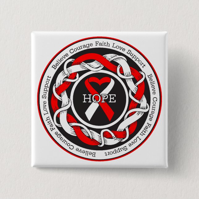 MDS Hope Intertwined Ribbon 2 Inch Square Button (Front)