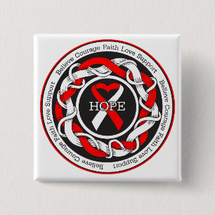 MDS Hope Intertwined Ribbon 2 Inch Square Button