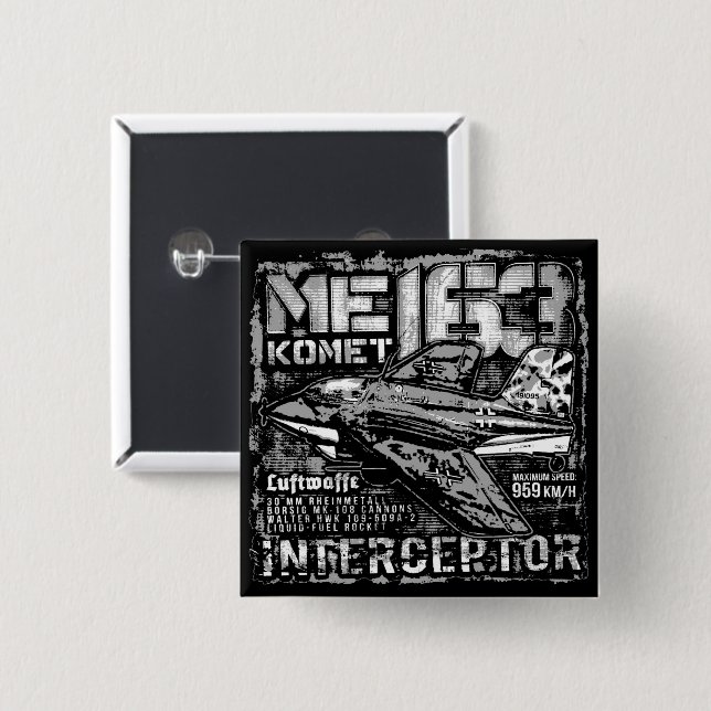 Me 163 Komet 2 Inch Square Button (Front & Back)