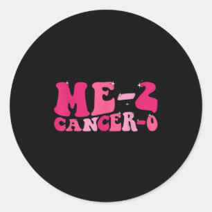 Me 2 Cancer 0 I Beat Cancer Twice Groovy Retro Sur Classic Round Sticker