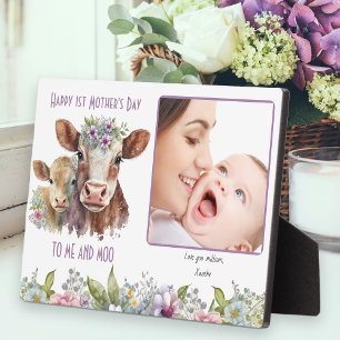 Me and Moo Mommy and Baby Cow Mother's Day Photo Plaque