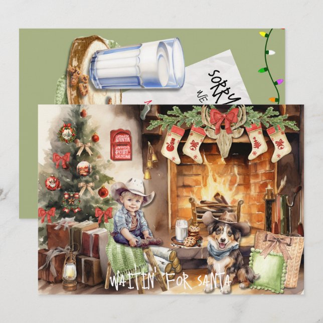 Me and My Buddy Waitin' for Santa Christmas Card (Front/Back)