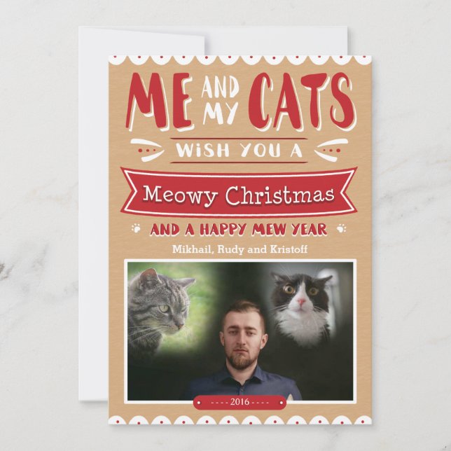 Me and My Cats Christmas 5x7 Photo Card (Front)