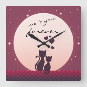 Me And You Forever Romantic Cats In Love Clock