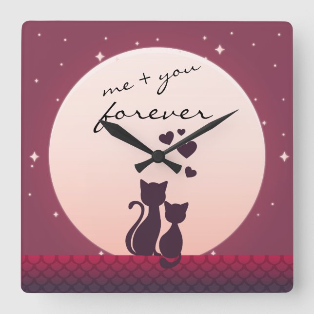 Me And You Forever Romantic Cats In Love Clock (Front)
