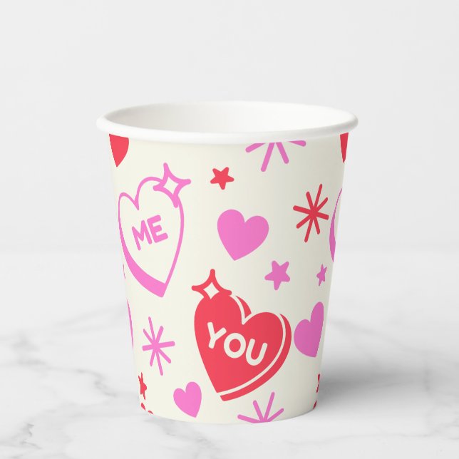 Me and You Romantic Hearts Paper Cup (Front)
