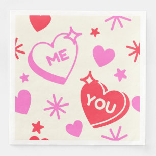Me and You Romantic Hearts Paper Napkin